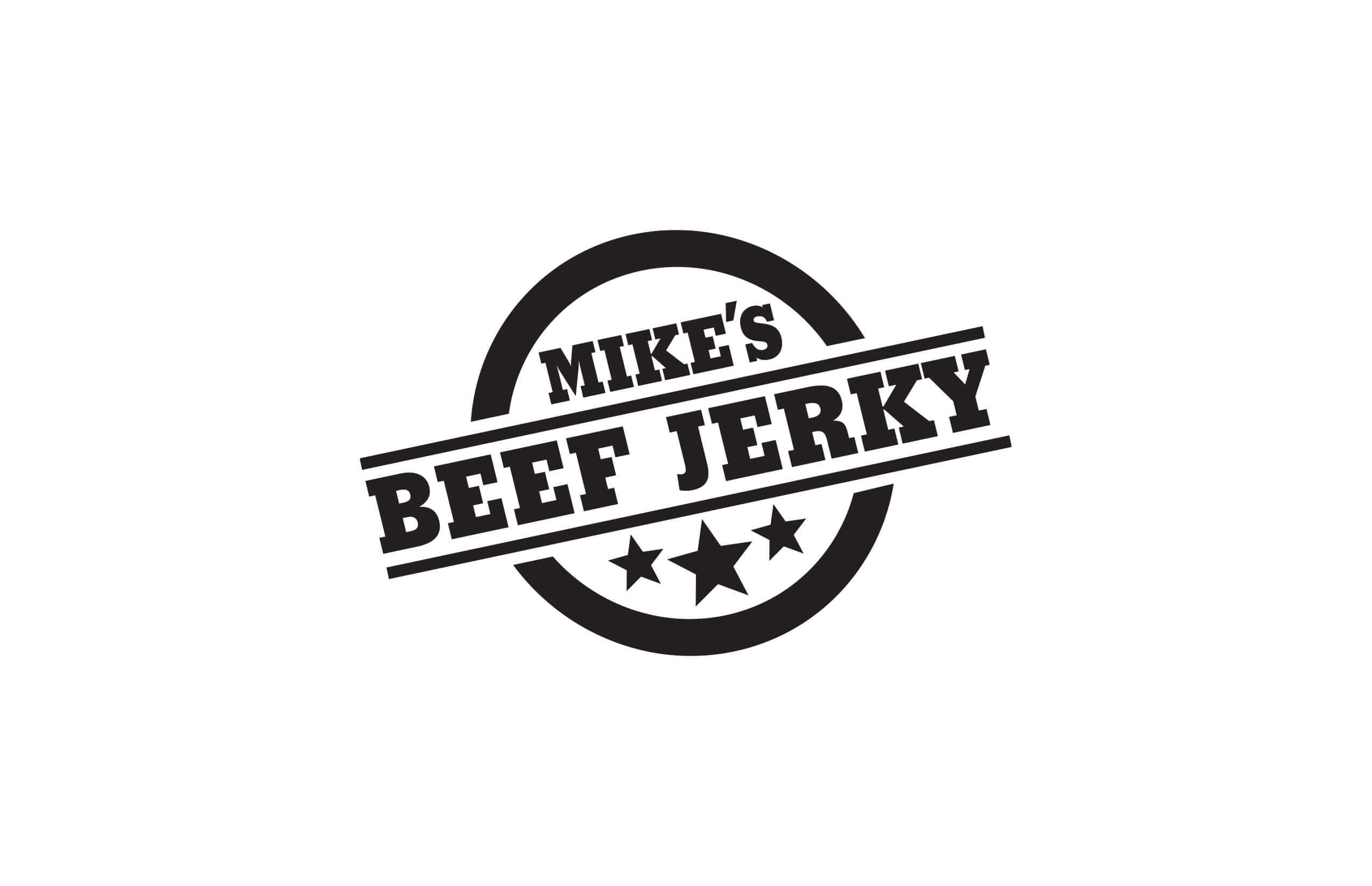 Icon Graphic Design Adelaide image of Mike's Beef Jerky black and white logo.
